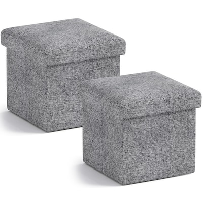 2 Pack Small Foldable Square Storage Ottoman Cube