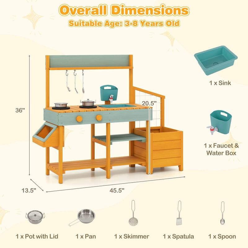 Costway Play Kitchen for Kids Wooden Toy Kitchen Playset with - See Details