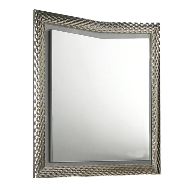 Vino 41 x 44 Dresser Mirror w LED, Glam Gray Wood, Silver Trim - Gray, Nickel