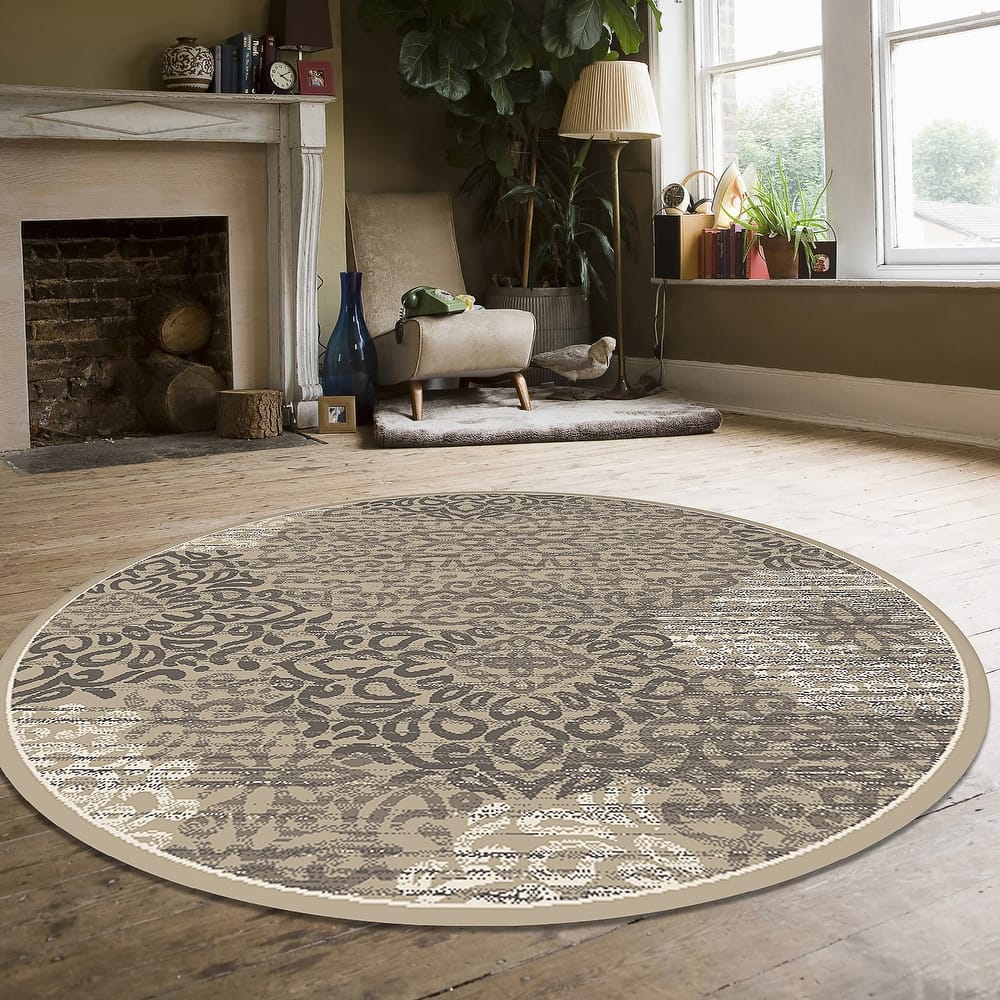Admire Home Living Plaza Modern Abstract Damask Pattern Area Rug