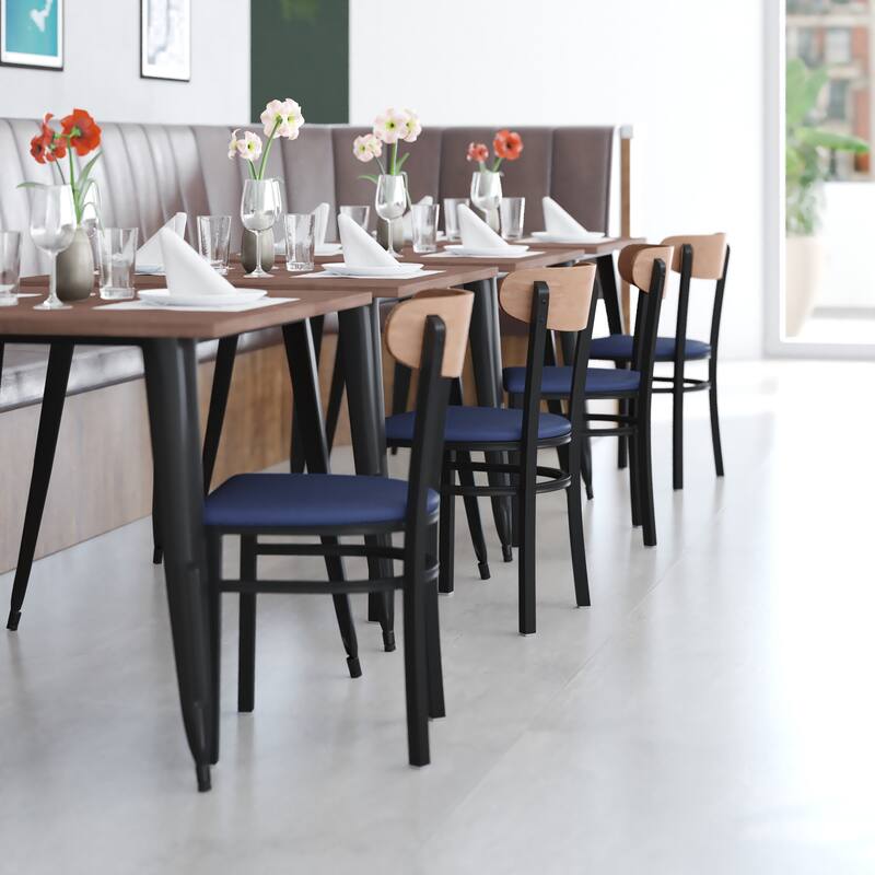 2PK Commercial Metal Dining Chairs with Boomerang Back