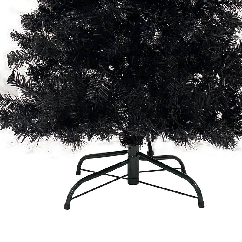 6ft Artificial Fir Bent-Top Halloween Christmas Tree, 300 LED Lights, Bendable Grinch Style Holiday Decoration