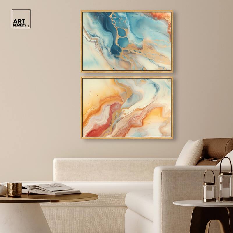 Marbled Sunrise I Canvas Set of 2 by Art Remedy