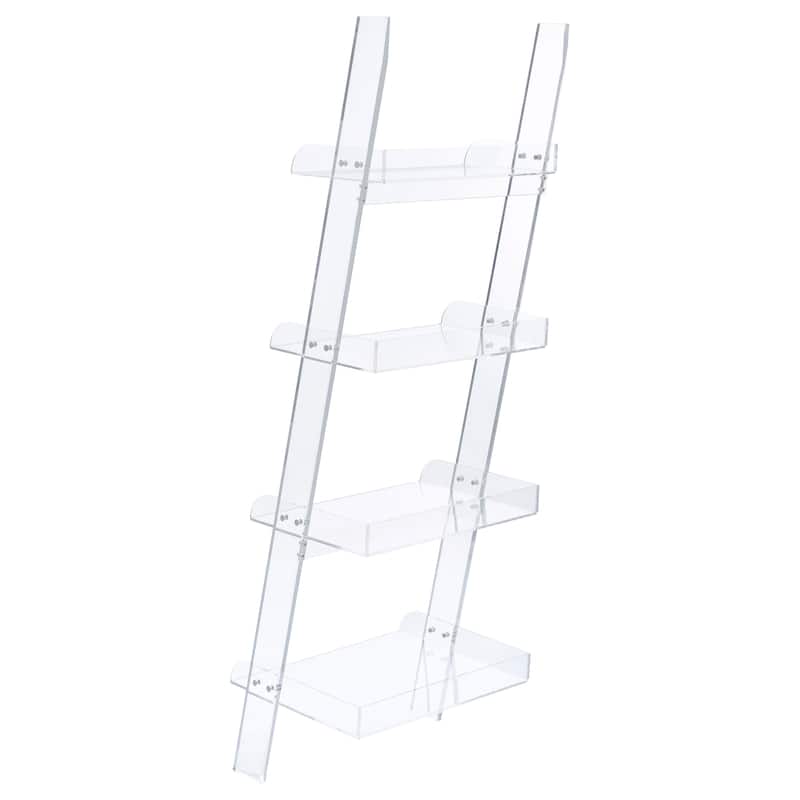Amaturo 72-inch 4-shelf Acrylic Ladder Bookshelf Clear - 24.50" x 18.00" x 72.25"