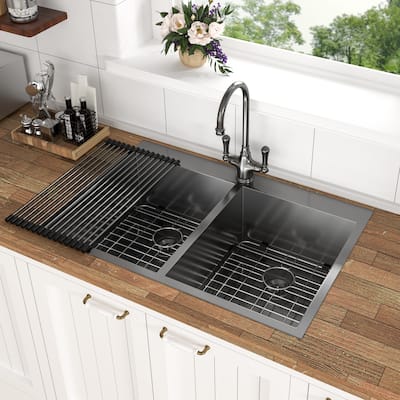 Double Bowl Kitchen Sink 16 Gauge with Two 9" Deep Basin
