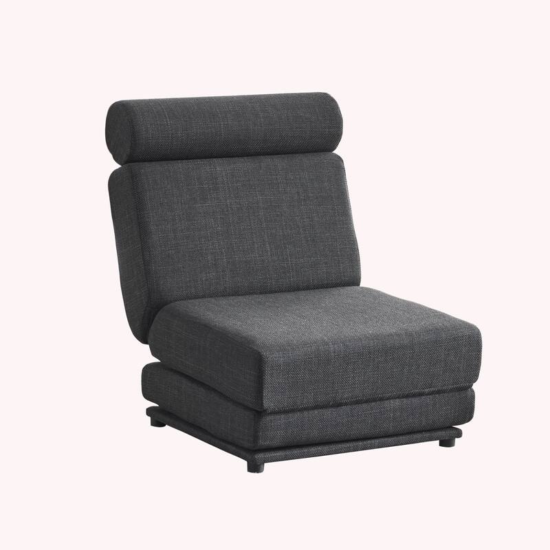 Dark Gray 34" Foldable Chaise Lounge Chair with Pillow
