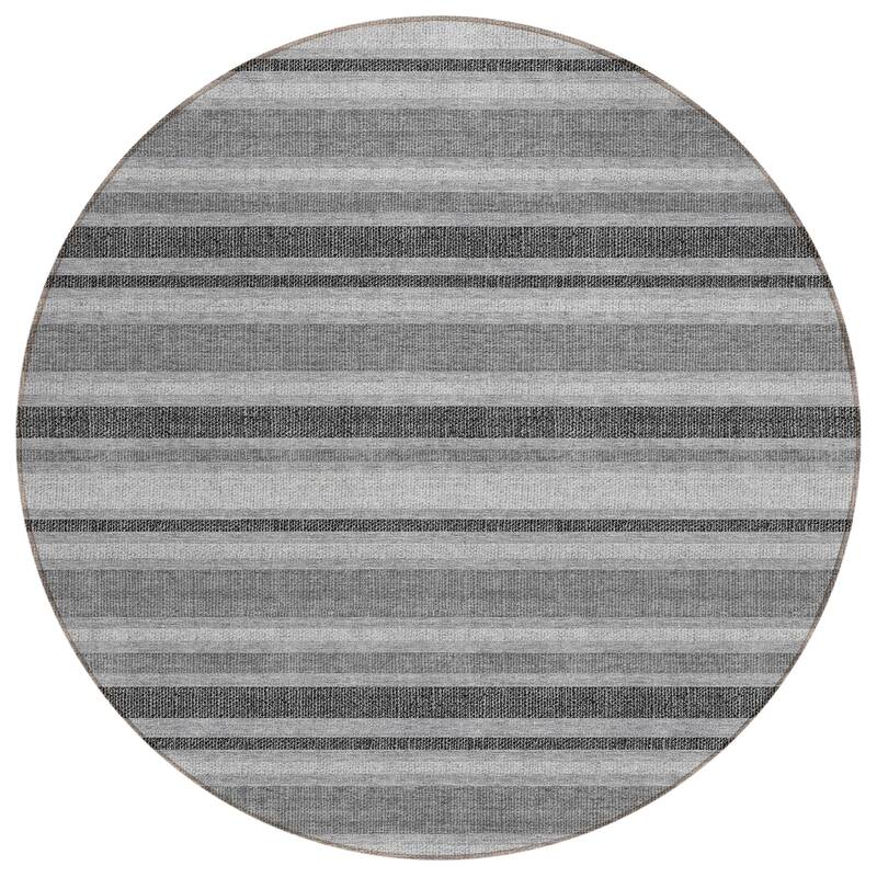 Machine Washable Indoor/ Outdoor Multi Cabana Stripe Chantille Rug