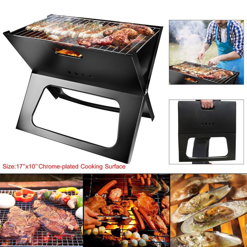 Portable Foldable Charcoal BBQ Grill for Camping and Outdoor - 18.1× 17.5×1.2 inches