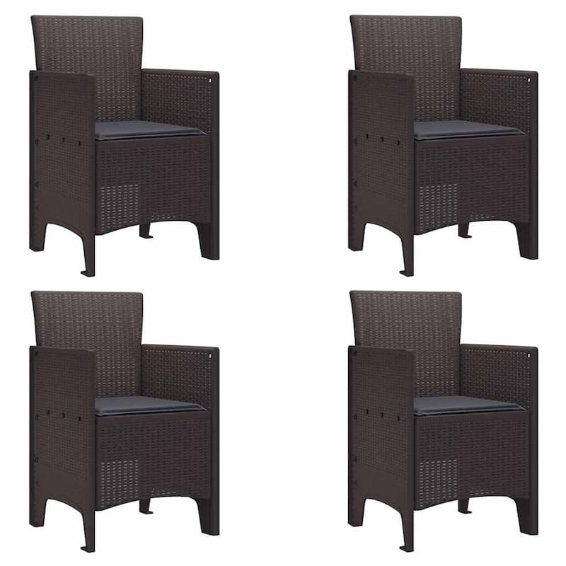 vidaXL Garden Dining Set 3/5 pcs Anthracite/Brown Polt rattan - 100 x 100 x 73 cm