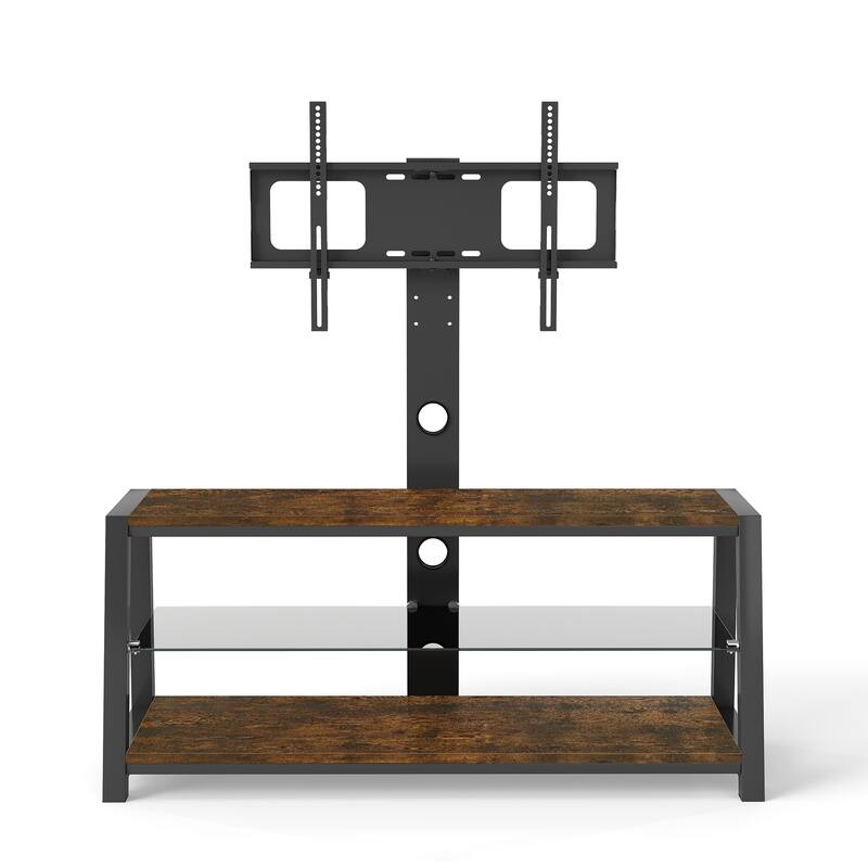 Wooden Storage TV Stand Height Adjustable Universal Swivel Entertainment Center With Mount TV Stand