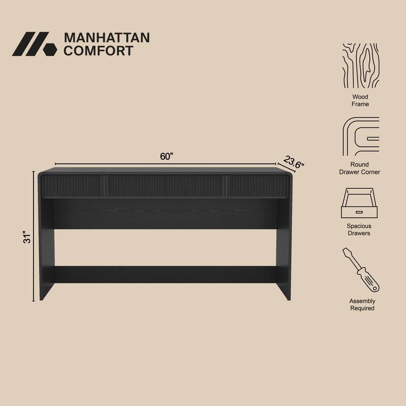 Novara 60 In 2 Drawer Writing Desk