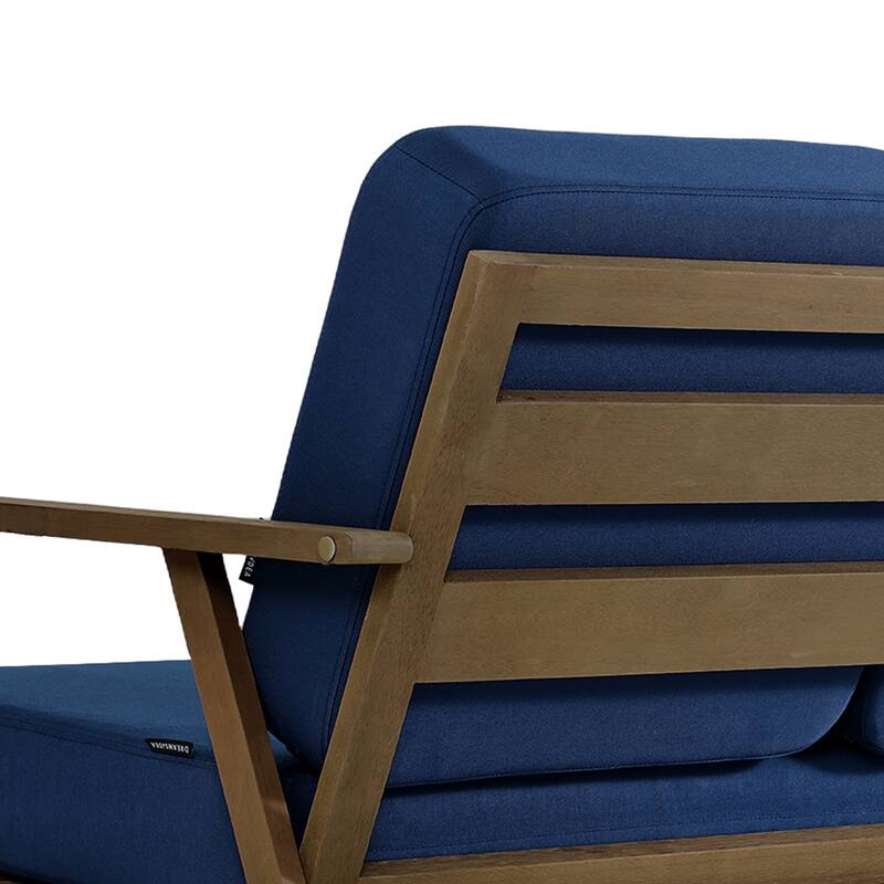 Teak Frame Outdoor Loveseat Daybed with Water-Resistant Cushions.