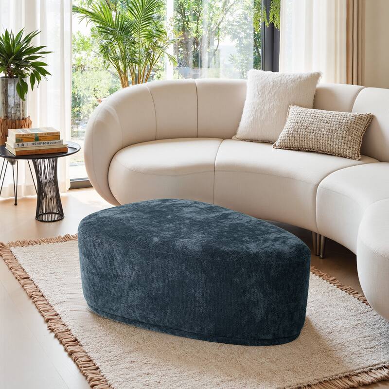 Leon 43" W Modern Oversized Chenille Triangular Cheese Ottoman