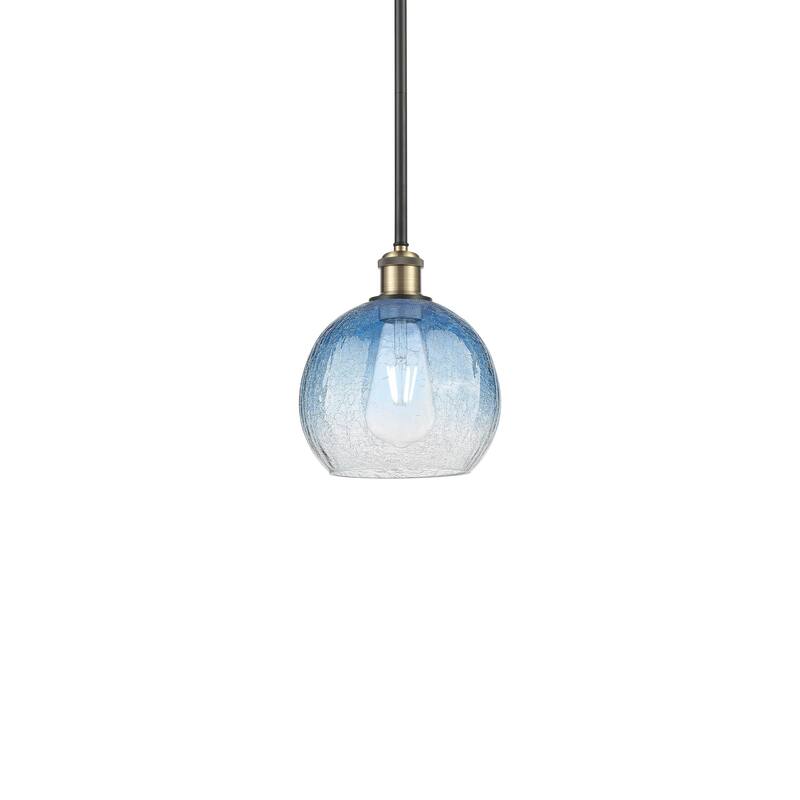 Innovations Lighting 516-1S-10-8 Brookhaven Globe Pendant Brookhaven - Black Antique Brass / Sapphire Blue