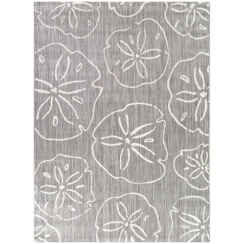 Jahren Coastal Sand Dollar Indoor/Outdoor Area Rug - 7'10" x 10' - Grey