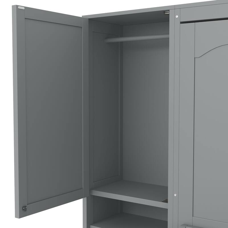 Full Size Murphy Bed Wall Bed with Closet, Drawers & Shelves by Harper&Bright Designs