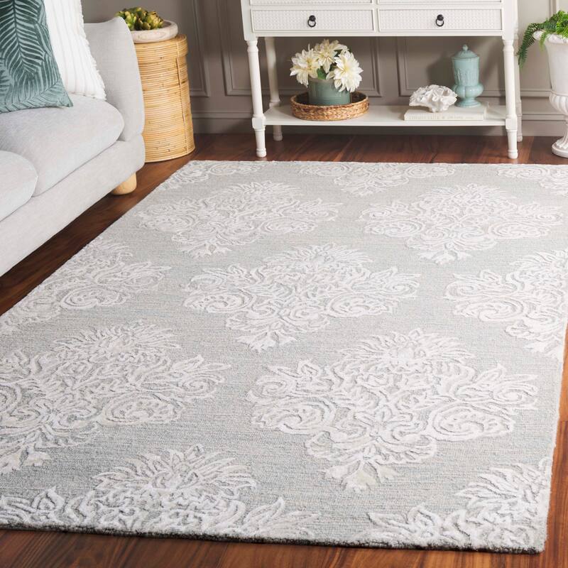 SAFAVIEH Handmade Glamour Chirata Modern Wool & Viscose Rug - 8' x 10' - Light Blue/Ivory