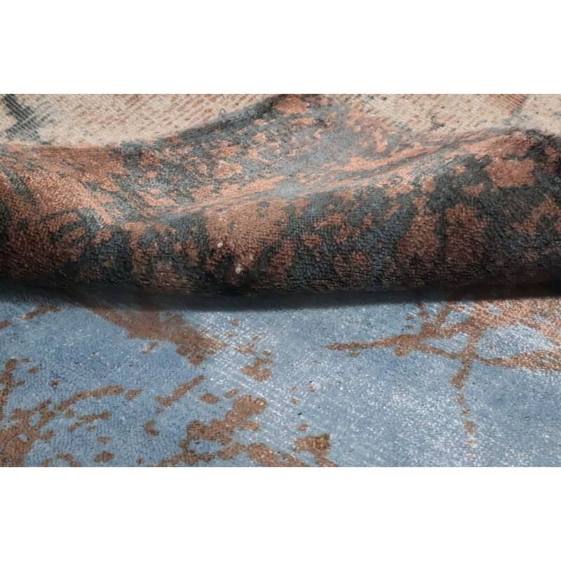Hand Knotted Oriental Viscose Silk Carpet Modern Pictorial Brown Abstract Area Rug - 7' 10'' X 5' 8''