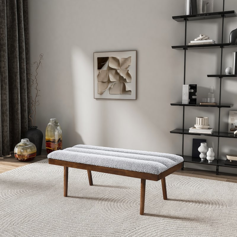GDFStudio - Troni Modern Boucle Upholstered Bench with Solid Wood Frame - 48"W