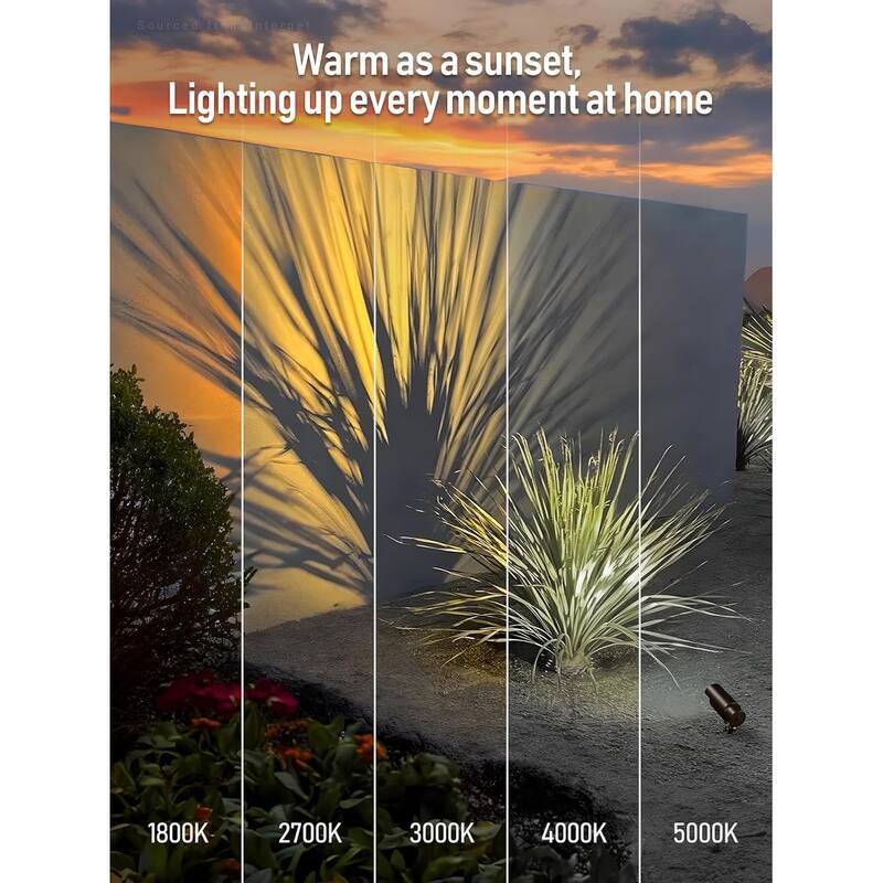 5CCT 7W LED Outdoor Landscape Spotlight, Adjustable Beam Angle, Aluminum, IP65 Waterproof - 8pack