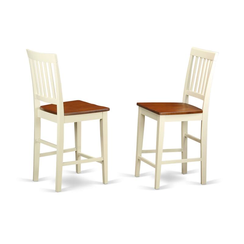 Counter Height Pub Set - 3 Piece Dinette Table & Chairs - Small Space Dining Set - Linen White