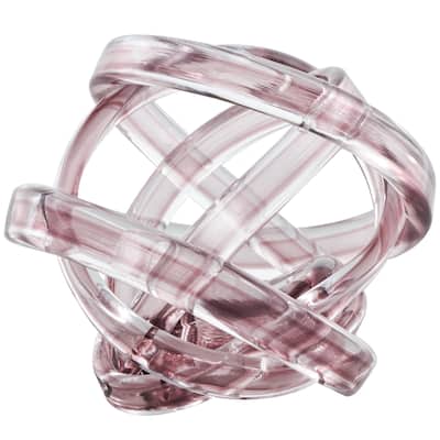 Glass Knot Brushed Twisted Decorative Sculpture - Pink, Dark Blue, White - Roche River Decor