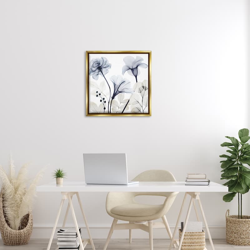 Stupell Sophisticated Minimal Flowers Framed Floater Canvas Wall Art Design By Albert Koetsier