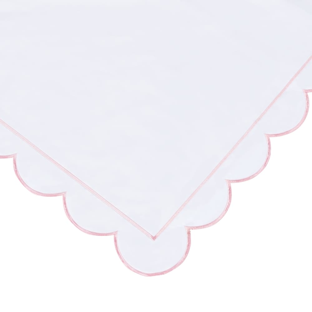 Percale Cotton Scalloped Embroidered Crisp Duvet Set and Sham