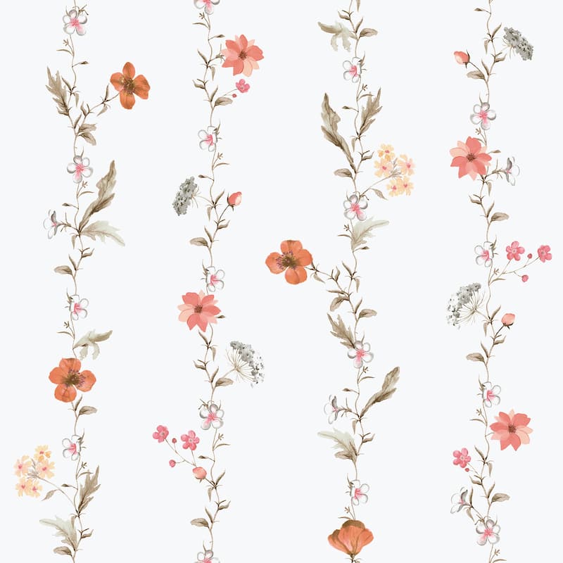 Galerie Wallcoverings Spring Blossom Vertical Floral Garden Non-woven Matte Wallpaper Roll - 33 feet x 21 inches - Pink