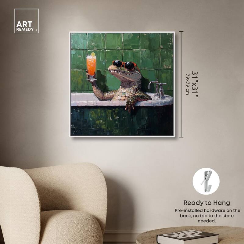 Cocktail Croc I Canvas by Art Remedy