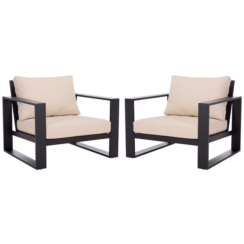SAFAVIEH Outdoor Living Fash Aluminum Chair (Set of 2) - 36"W x 34"D x 30"H