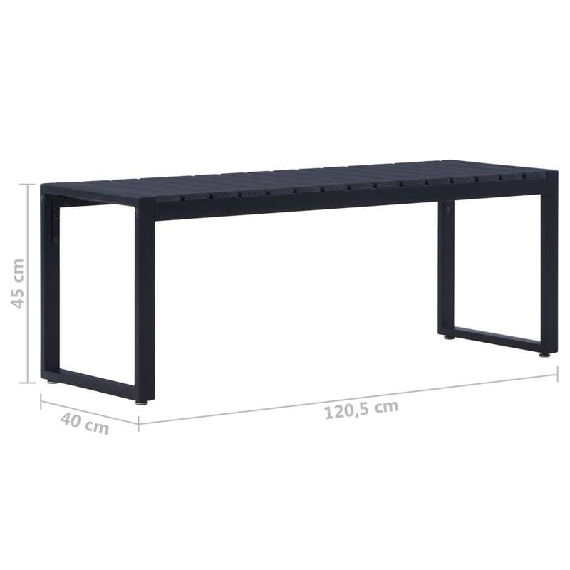vidaXL Garden Bench Black PS board, iron 47.4 in Built Tough
