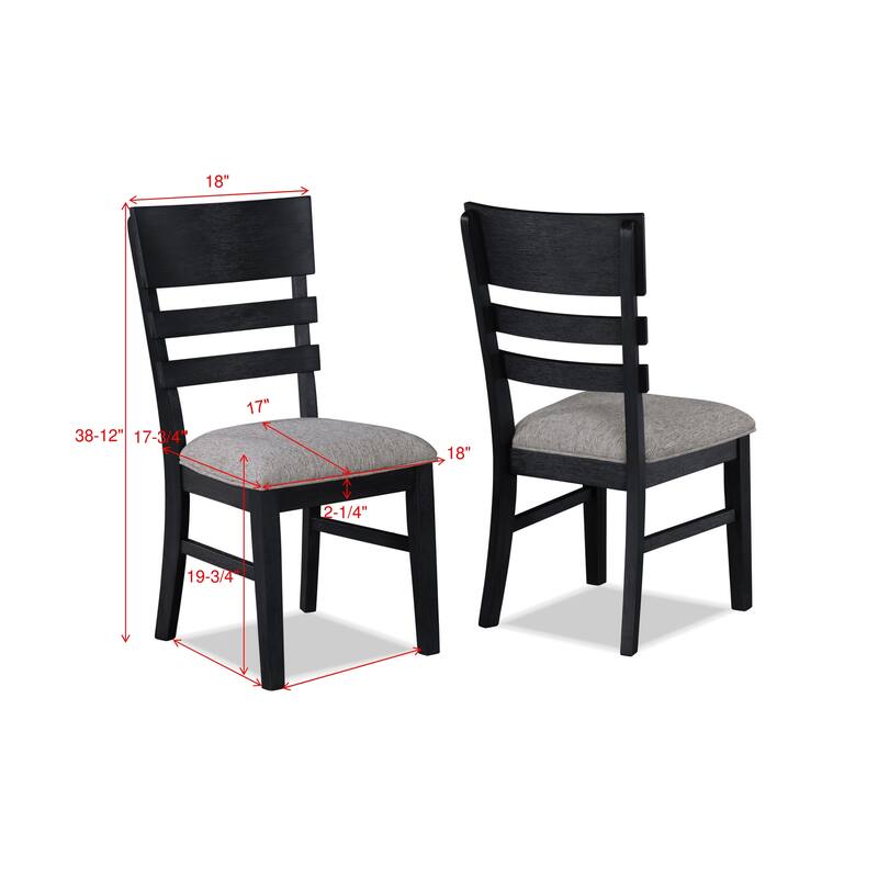 2pc Contemporary Transitional Style Side Chair,Upholstery Seat Ladder Back Dining Chair