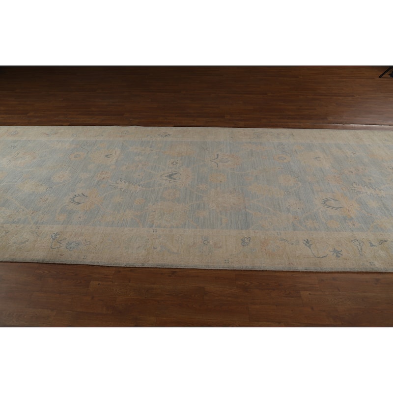 Vegetable Dye Oushak Turkish Runner Rug Hallway Handmade Wool Carpet - 5'3"x 16'0"