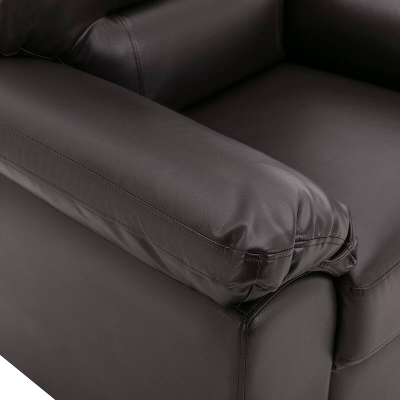 Upholstered Living Room Set, 4 Pieces - Faux Leather Chair, Loveseat, Sofa with Ottoman