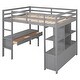 preview thumbnail 45 of 45, Simplicity Loft Bed with All-in-one Storage Shelf Frame and Drawers Underneath, Loft Wood Bed with Desk Built-in Drawers