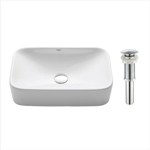 Kraus Elavo 19 inch Rectangle Porcelain Ceramic Vessel Bathroom Sink