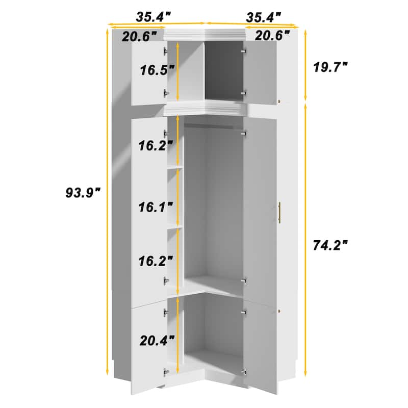 93.9"H/74.2"H Armoires Wardrobe Closet Cabinet Hanging Drawers Storage