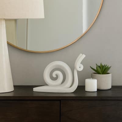 Resin Sculpture Modern Ninove Spiral Snail Figurine - 10" White - 12.5" x 3.25" x 9.75"