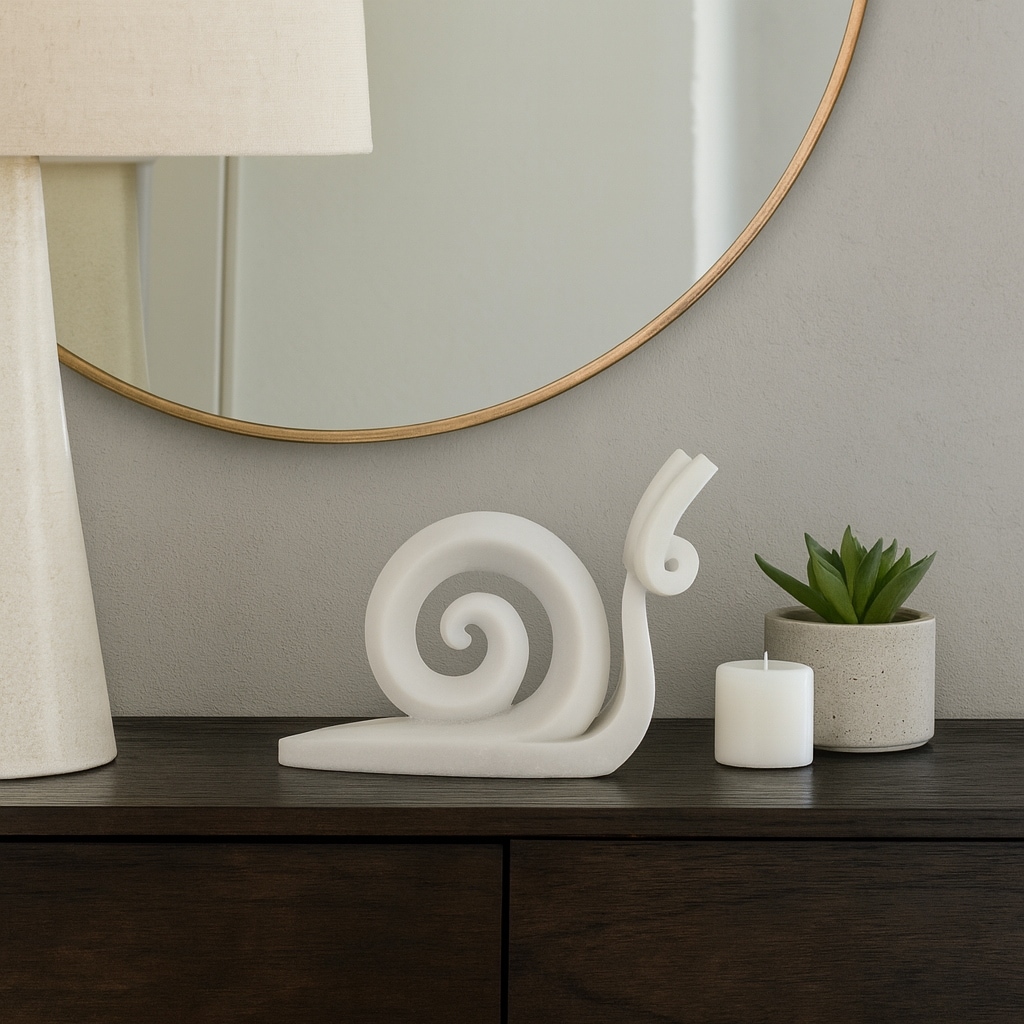 Resin Sculpture Modern Ninove Spiral Snail Figurine - 10" White - 12.5" x 3.25" x 9.75"