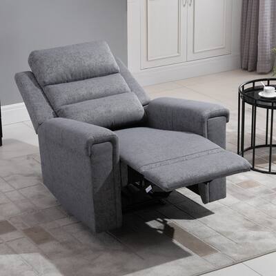 HOMCOM Manual Single Sofa Recliner Armchair with Thick Sponge Padded Seats and Arms and Footrest, Grey