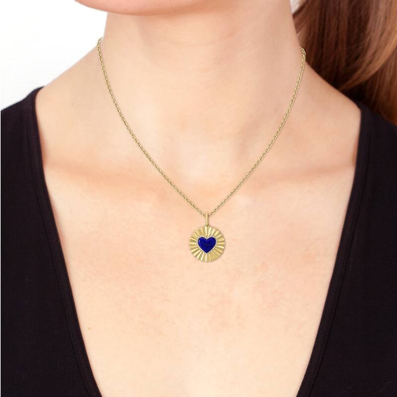 EFFY 14K Gold Diamond Onyx Heart Disc Pendant Necklace