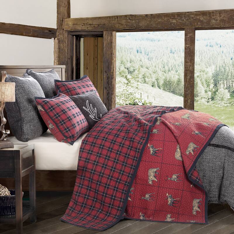 Paseo Road by Hiend Accents Woodland Plaid Reversible Quilt Set, 3PC