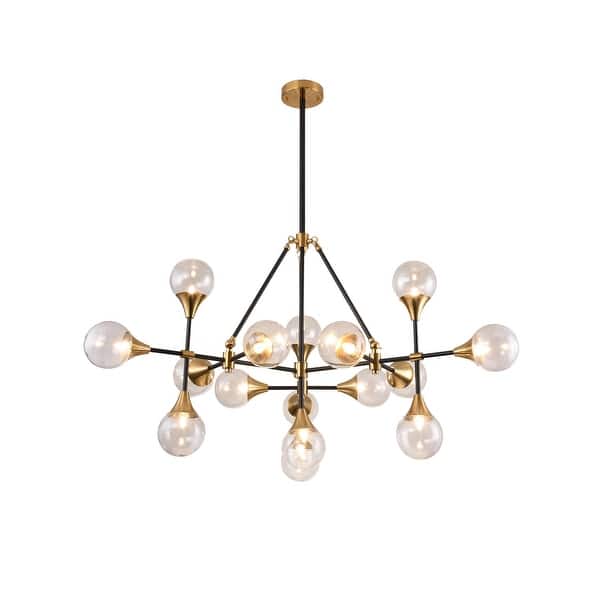 slide 2 of 6, 16 Light Black Metal Ceiling Fixture with Clear Glass Shades