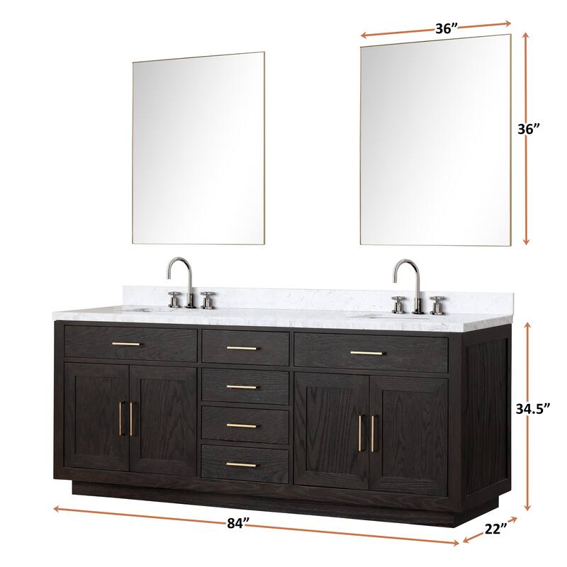 Lexora Abbey Bath Vanity and Carrara Marble Top