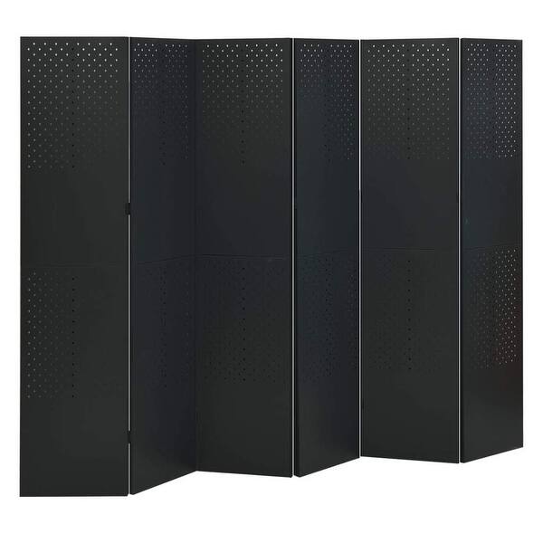 slide 1 of 6, Global Pronex 6-Panel Room Divider Black 94.5"x70.9" Steel Black