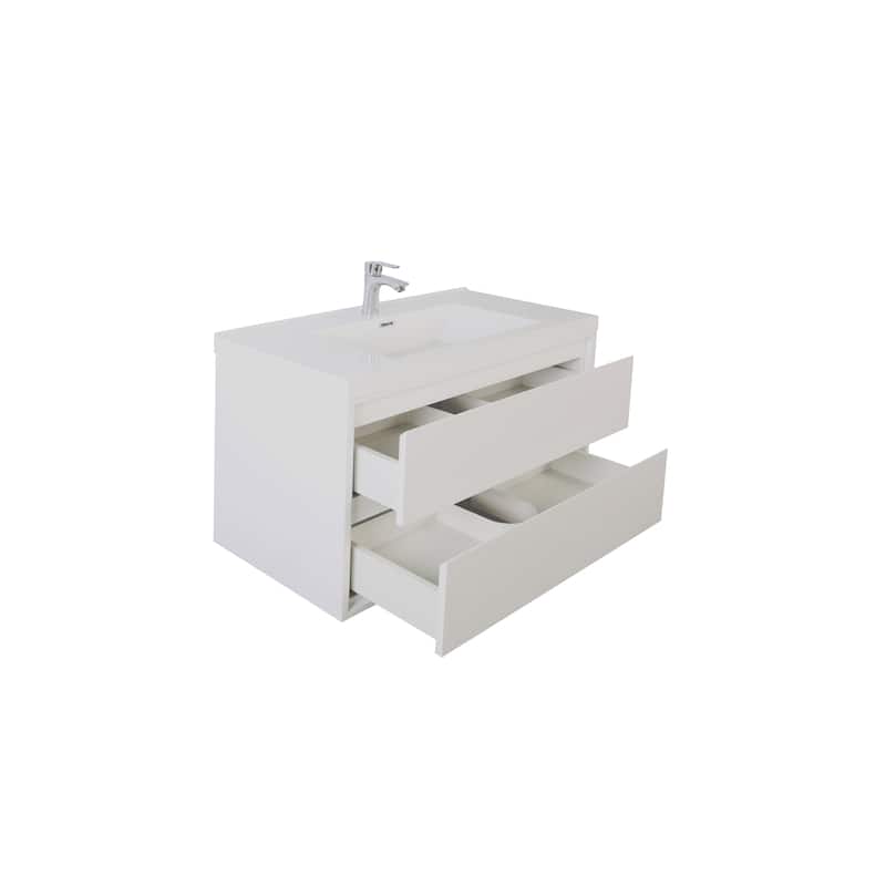 Sage 36" wall mounted bathroom vanity with single basin acrylic top