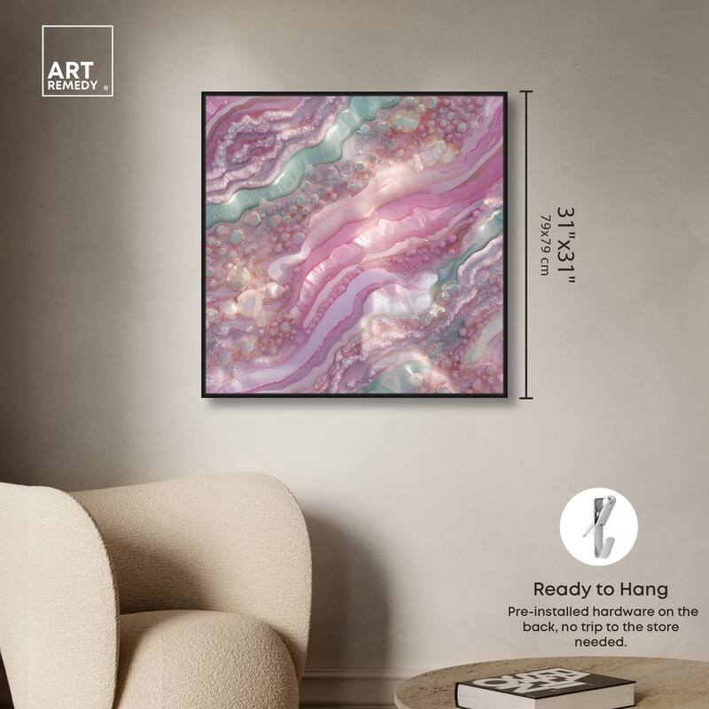 Pink and Mint Crystal I Canvas by Art Remedy