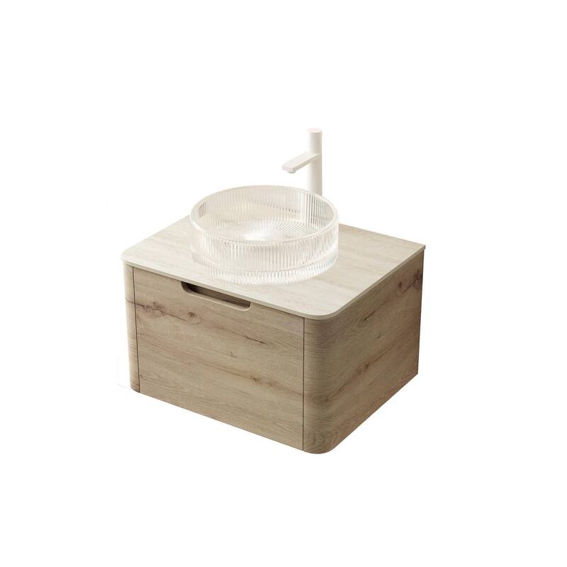 Wall-mounted Bathroom Vanity with Round Vessel Basin
