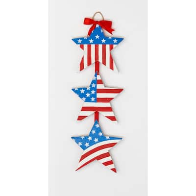19" Wood Americana Hanging Stars - 19